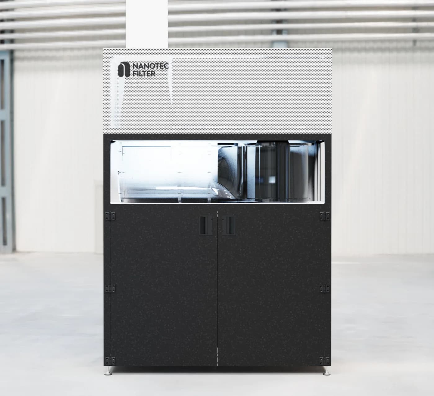 Module AERO - vue de face, capot perforé et hublot de visite